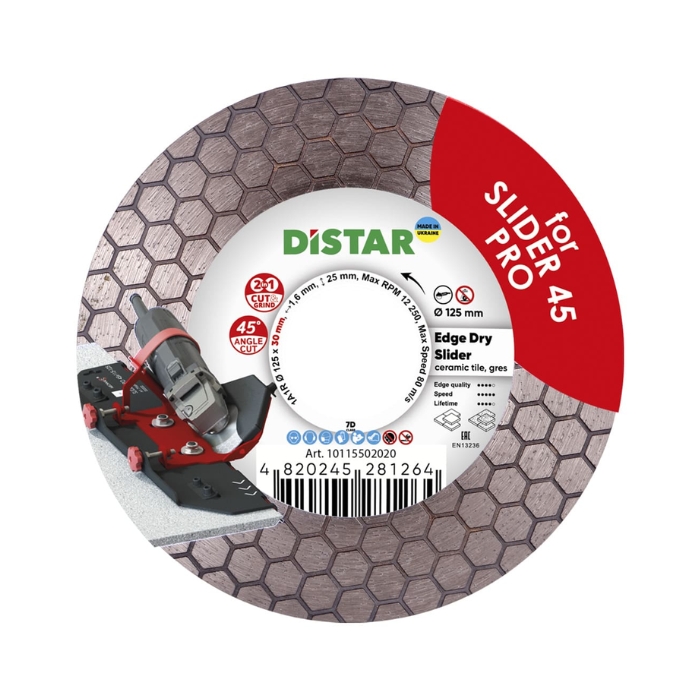 DiStar Diamantscheibe Edge Dry für SLIDER45 PRO 2.0 Schutzhülle – 125×30 mm