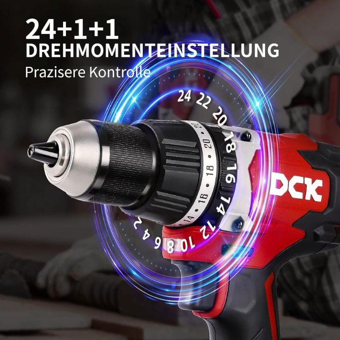 Merkmale des DCK Tools KDJZ03-13 Akku-Schlagbohrschrauber 20V 13mm 120Nm – 1×4.0Ah 7