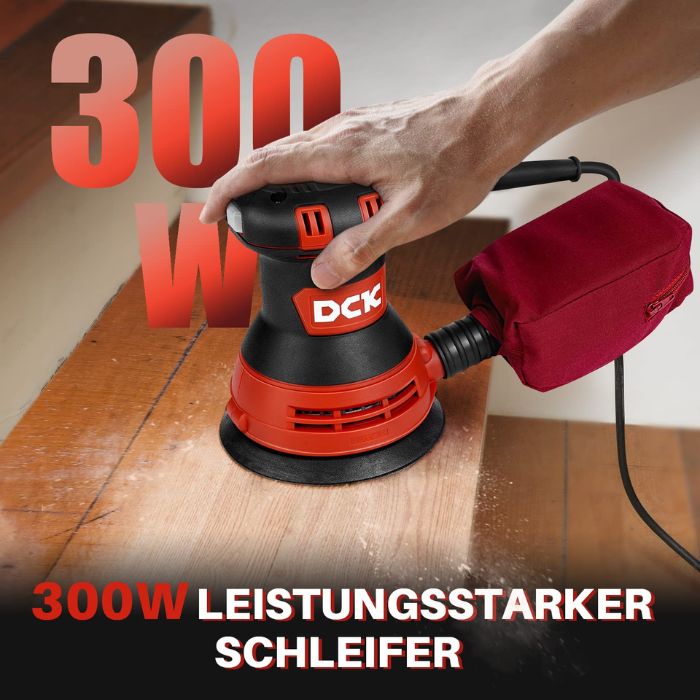 Der DCK Tools KSA125 Exzenterschleifer ist ideal für eine glatte und effiziente Bearbeitung verschiedener Oberflächen. Mit einem leistungsstarken Motor, variablen Geschwindigkeiten und einem ergonomischen Design ist dieser Schleifer sowohl für Profis als auch für Heimwerker geeignet. 2