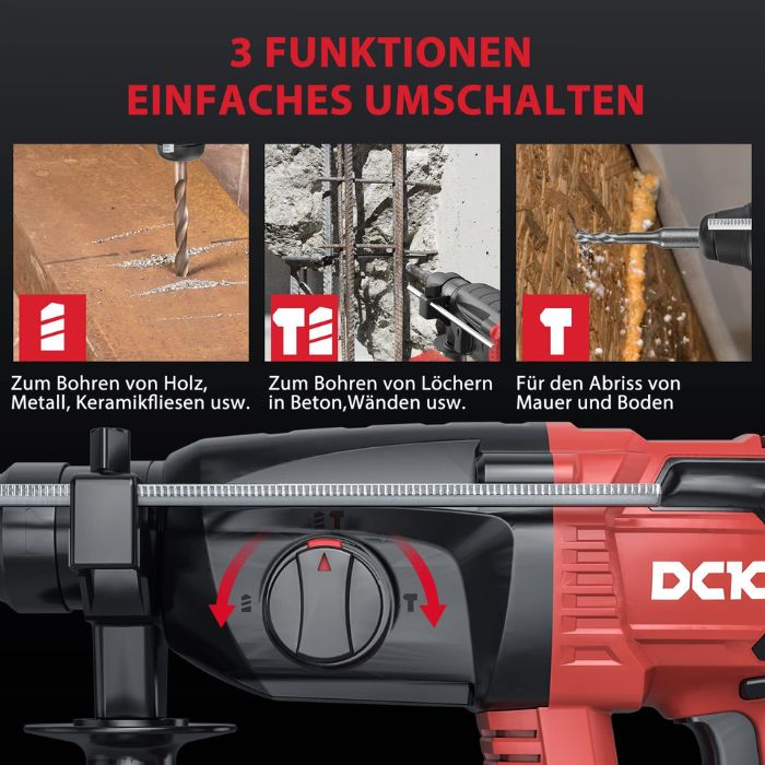 DCK Tools KDZC04-24 Akku-Bohrhammer SDS-Plus 20V 24mm 2.7J – 1×4.0Ah 7